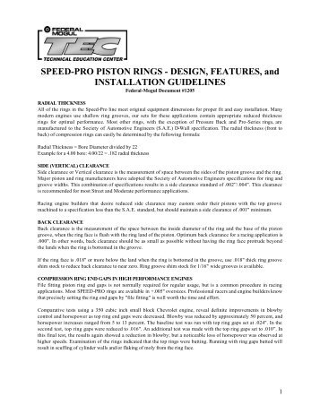 SPEED-PRO PISTON RINGS - DESIGN, FEATURES, and ... - AA1Car