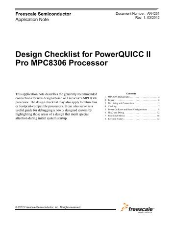 Design Checklist for PowerQUICC II Pro MPC8306 Processor