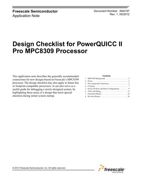 Design Checklist for PowerQUICC II Pro MPC8309 Processor