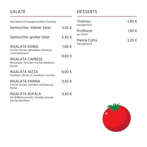 ROSSO PIZZA München – Speisekarte