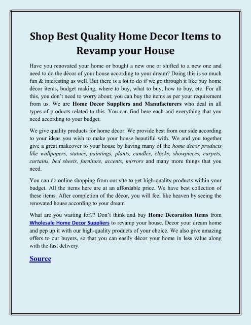 Shop Best Quality Home Decor Items To Revamp Your House
