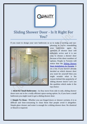 Sliding Shower Door - Is It Right For You?