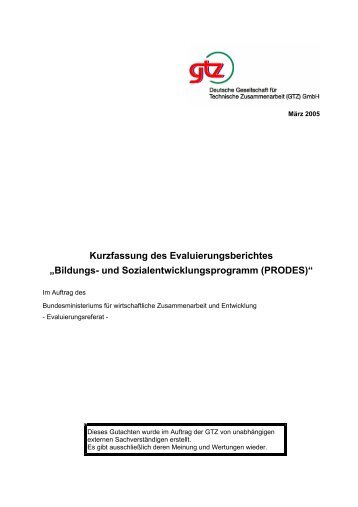 Bildungs- und Sozialentwicklungsprogramm (PRODES) - BMZ