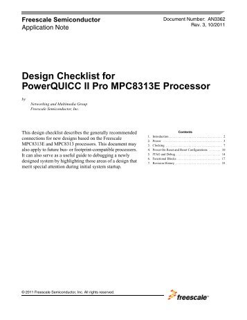 Design Checklist for PowerQUICC II Pro MPC8313E Processor