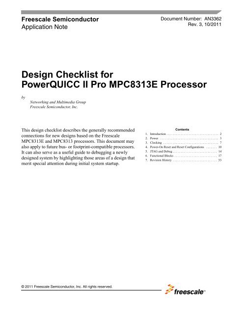 Design Checklist for PowerQUICC II Pro MPC8313E Processor