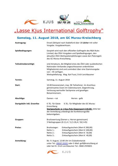 KJUS - Turnier am GC Kreischberg, 11.8.2018