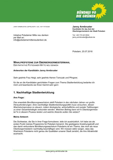 Wahlprüfsteine PMND Janny Armbruster Die Grünen