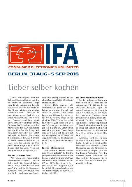 KÜCHENPLANER Ausgabe 7/8 - 2018 