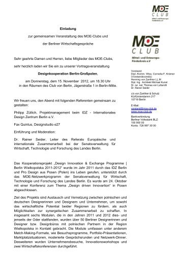 Einladung MOE Club_Designkooperation Berlin ... - moe-club.de