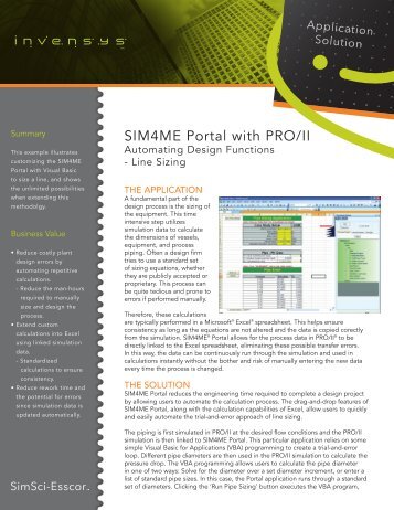 SIM4ME Portal with PRO/II - Automating Design Functions - Invensys