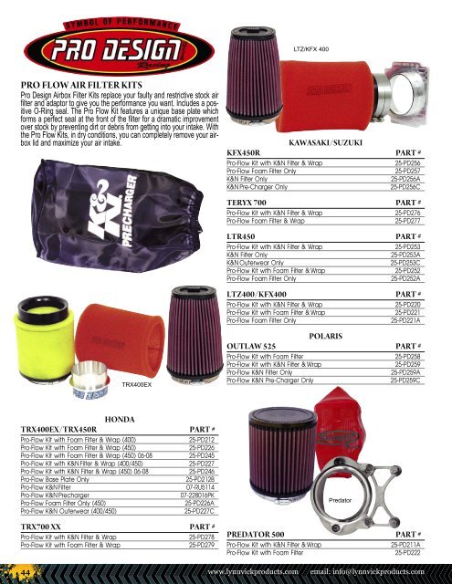 Pro Design Pro-flow Air Filter Kit Foam Yamaha Warrior