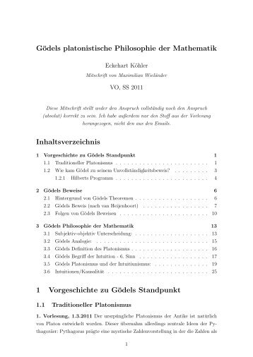 Gödels platonistische Philosophie der Mathematik ...