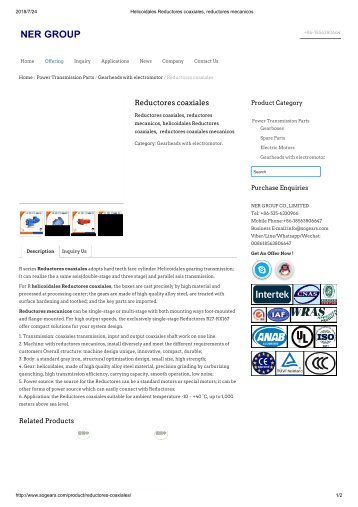 Helicoidales Reductores coaxiales, reductores mecanicos