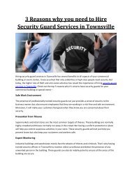 3 Reasons why you need to Hire Security Guard Services in Townsville