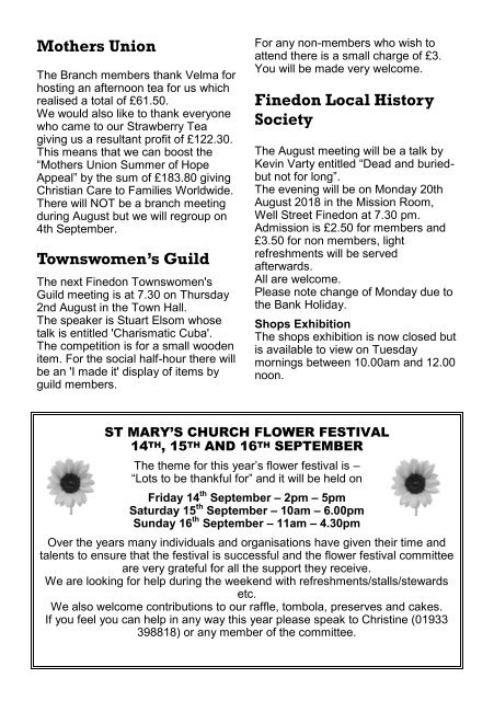 St Mary's August 2018 Parish Magazine