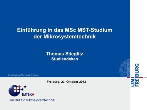 Mikrosystemtechnik - Master of Science - Technische Fakultät