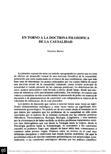 1989 - Gustavo Bueno - En torno a la doctrina filosófica de la causalidad