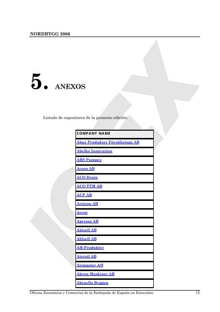 Informes de Ferias Estocolmo 24-27 Enero 2006 - Icex