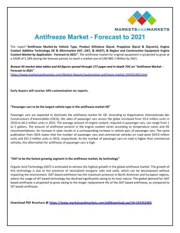 Antifreeze Market Top Trends And Statistics