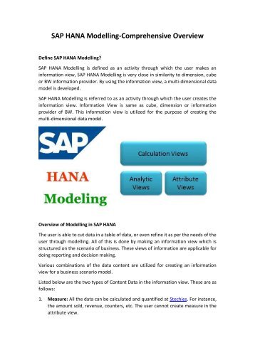 SAP HANA Modelling-Comprehensive Overview