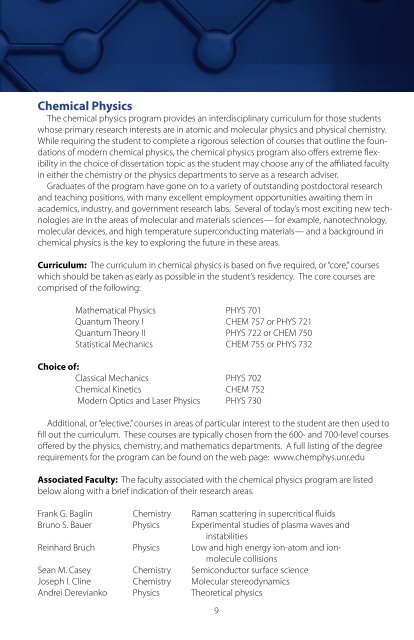 Chemistry and Chemical Physics Graduate Programs brochure