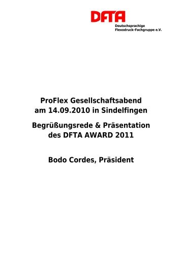 ProFlex Gesellschaftsabend am 14.09.2010 in Sindelfingen ... - DFTA