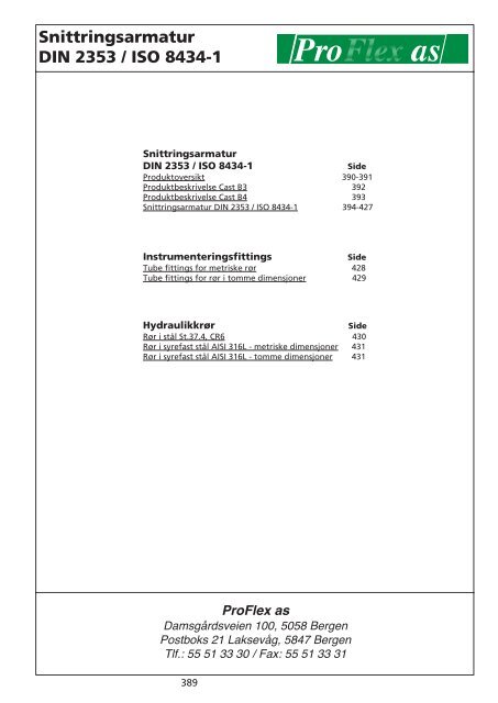 Snittringsarmatur DIN 2353 / ISO 8434-1 - Pro Flex as