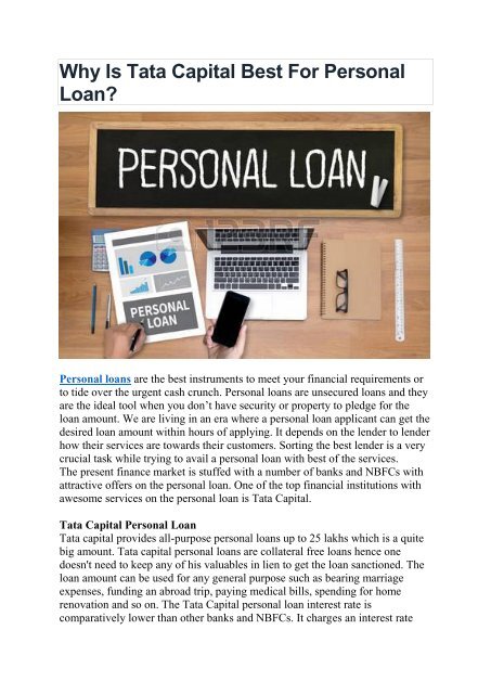 Why Is Tata Capital Best - Personal Loan