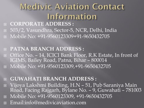 Medivic Aviation Air Ambulance Services in Delhi and Patna