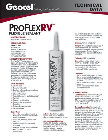 ProFlex RV Tech FRONT 8-11 - Geocel USA