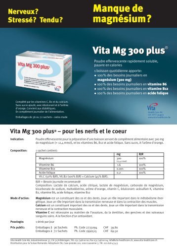 Vita Mg 300 plus® – pour les nerfs et le coeur - Vita Health Care AG