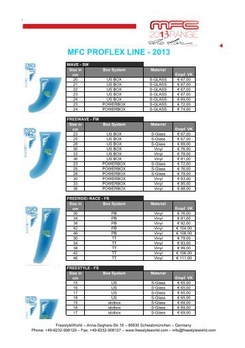 MFC PROFLEX LINE - 2013 - Freestyle