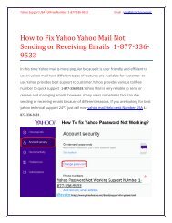 How to Fix Yahoo Yahoo Mail Not Sending or Receiving Emails  8773369533