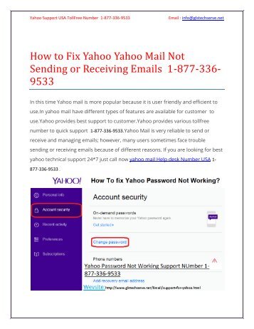 How to Fix Yahoo Yahoo Mail Not Sending or Receiving Emails  8773369533