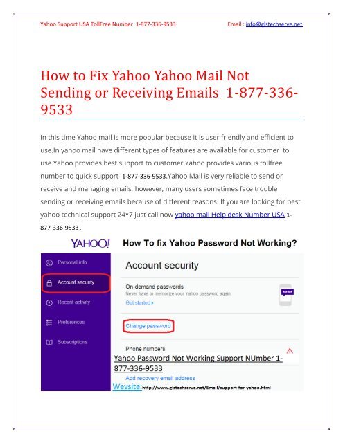 How To Fix Yahoo Yahoo Mail Not Sending Or Receiving Emails 8773369533