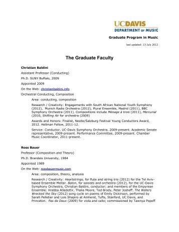 The Graduate Faculty - UC Davis: Department of Music