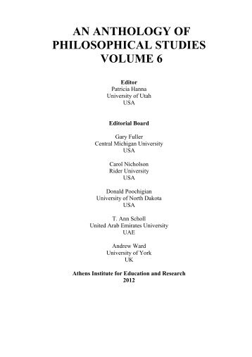 an anthology of philosophical studies volume 6 - Athens Institute for ...
