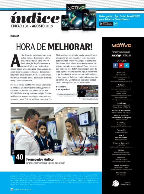 REVISTA AUTOMOTIVO - EDIÇÃO 131 - AGOSTO 2018