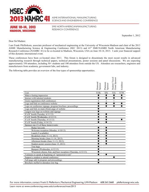 Sponsorship Agreement Form - UW-Extension Conference Centers ...