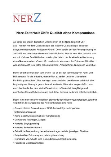 Nerz Zeitarbeit GbR: Qualität ohne Kompromisse - bei Nerz GbR