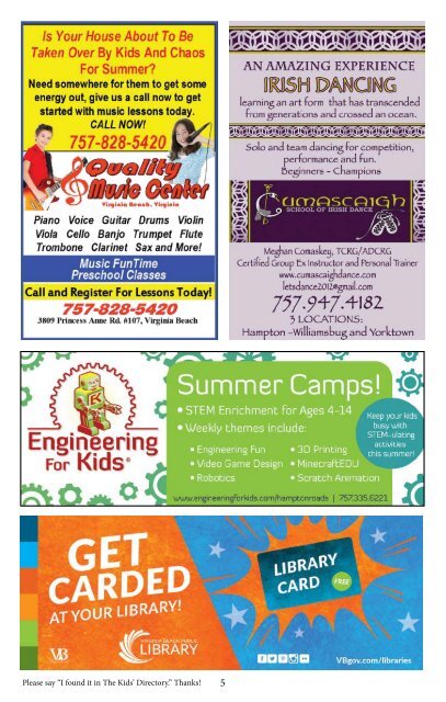 Hampton Roads Kids' Directory: August 2018