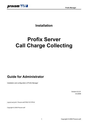 Installation Profix Server Call Charge Collecting Guide for ... - APENEX