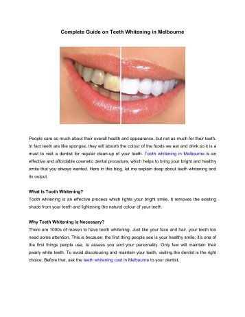 Complete Guide on Teeth Whitening in Melbourne