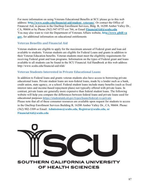 Southern California University of Health Sciences - Consumer Information Guide