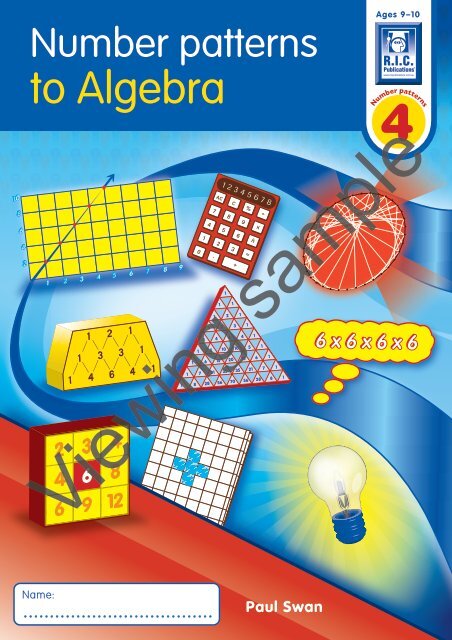 PR-6103UK Number Patterns to Algebra 4