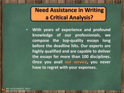 What does the term “Critical Analysis” define?