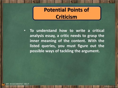 What does the term “Critical Analysis” define?