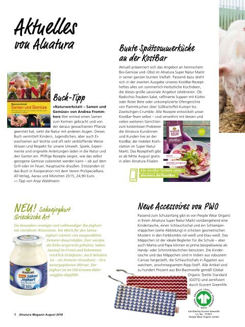 Alnatura Magazin August 2018