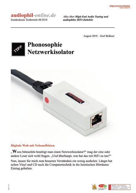 SD AUDIOPHIL_ONLINE NETZWERKISOLATOR