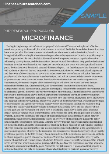 Microfinance PhD Research Proposal Sample